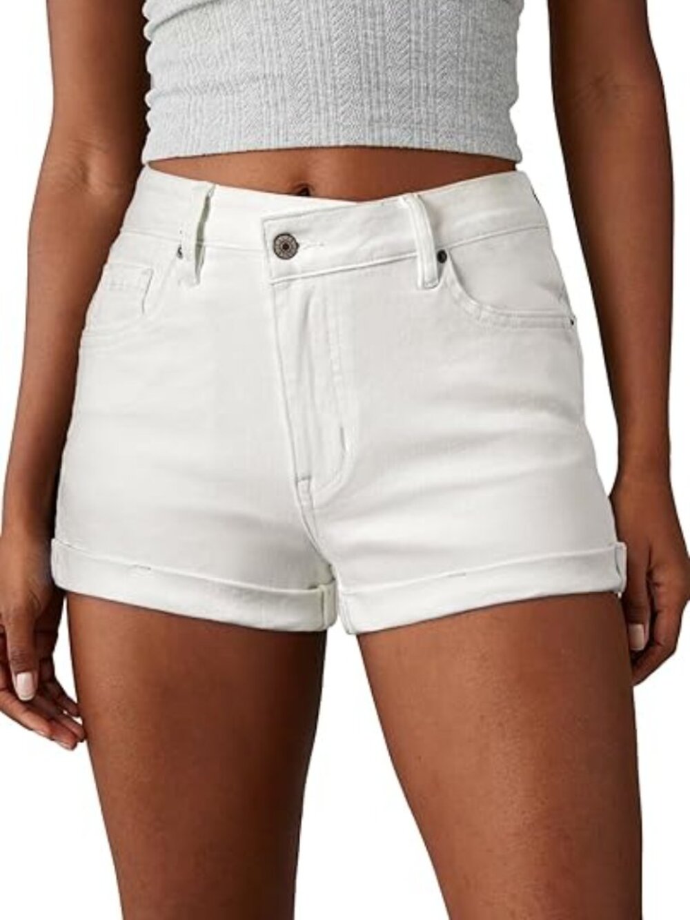 Sidefeel White High Waisted White Denim Shorts Size 10 Stretchy Vacation Beach